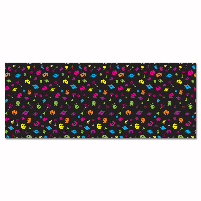 A large printed scene-setter backdrop printed with a 80's design. Sold as a single piece.