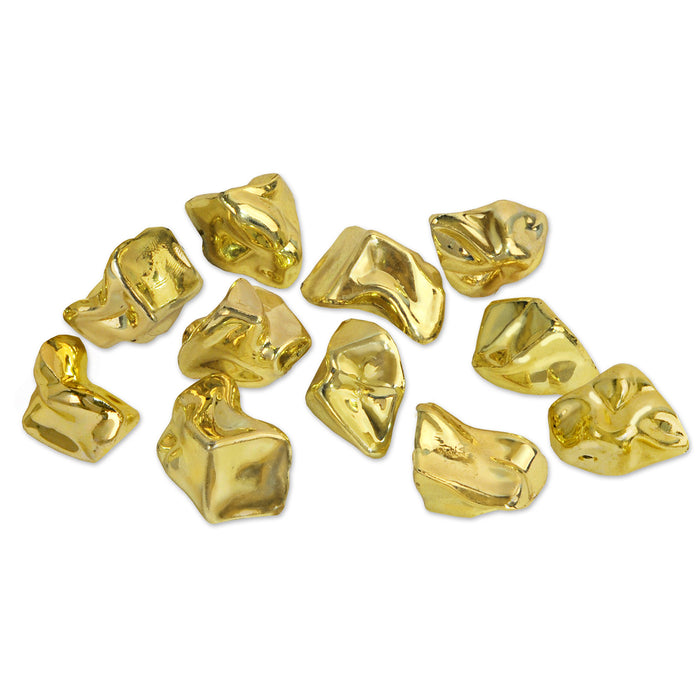 A plastic gold party decoration featuring a nuggets design. Sold as a single piece.
