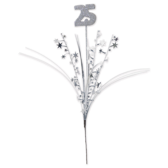 A metallic party decoration featuring a 25 star spray design. Sold as a single piece.