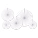 A folded paper fan decoration featuring a accordion design. Comes in a pack of 5.