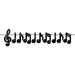 A foil coiled hanging streamer featuring a musical notes design. Sold as a single piece.