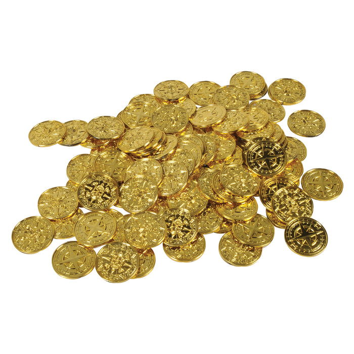 A pirate pile of plastic coins. Comes in a pack of 100.