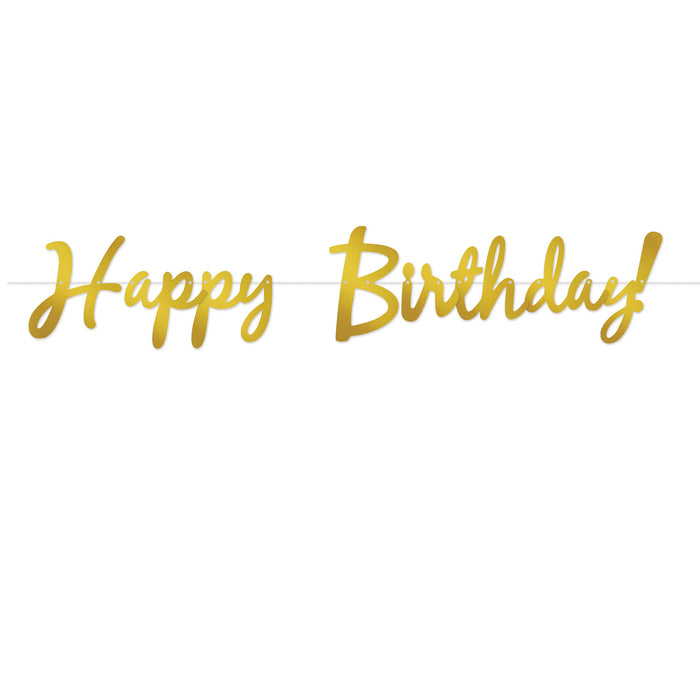 A foil coiled hanging streamer featuring a happy birthday! design. Sold as a single piece.