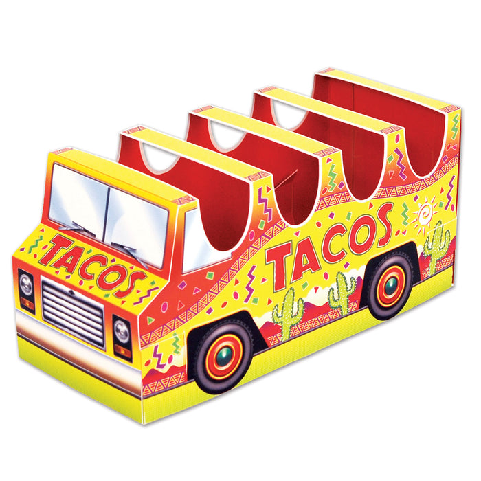 A 3-D table centerpiece featuring a taco truck design. Sold as a single piece.