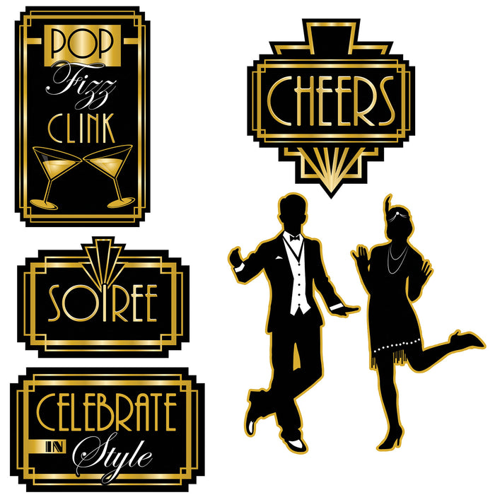 A set of flat die-cut cutouts featuring a great 20's design. Comes in a pack of 6.