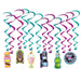 A cluster of hanging swirl decorations featuring a soda shop design. Comes in a pack of 12.