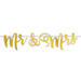 A foil coiled hanging streamer featuring a mr & mrs design. Sold as a single piece.