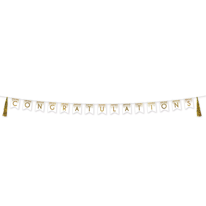 A coiled hanging streamer featuring a congratulations tassel design. Sold as a single piece.