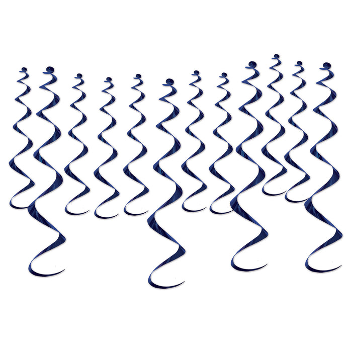 A metallic cluster of hanging swirl decorations. Comes in a pack of 12.
