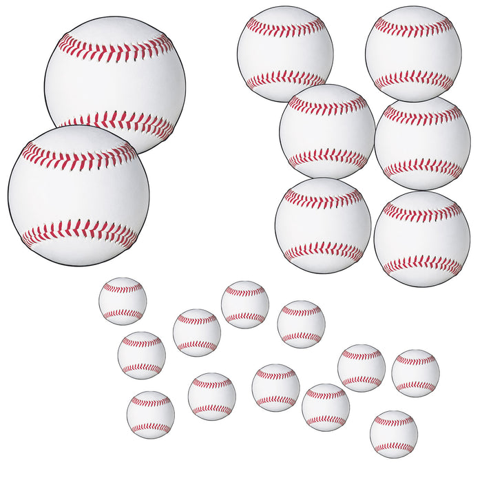 A set of flat die-cut cutouts featuring a baseball design. Comes in a pack of 20.