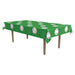 A rectangular table cover printed with a baseball design. Sold as a single piece.