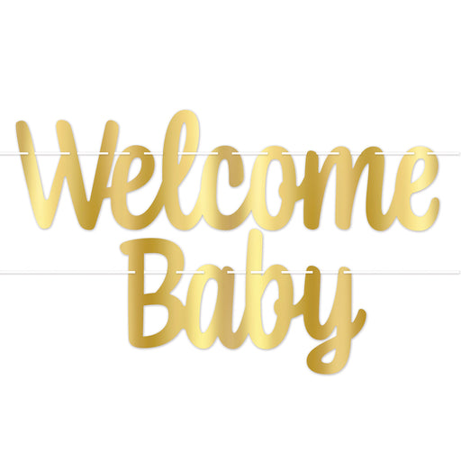 Gold Foil "Welcome Baby" Banner | 1ct