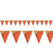 A pennant banner of triangular flags printed with a basketball design. Sold as a single piece.