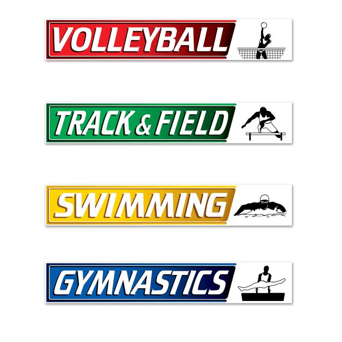 Summer Sports Street Sign Cutouts 4" x 24" | 4 ct