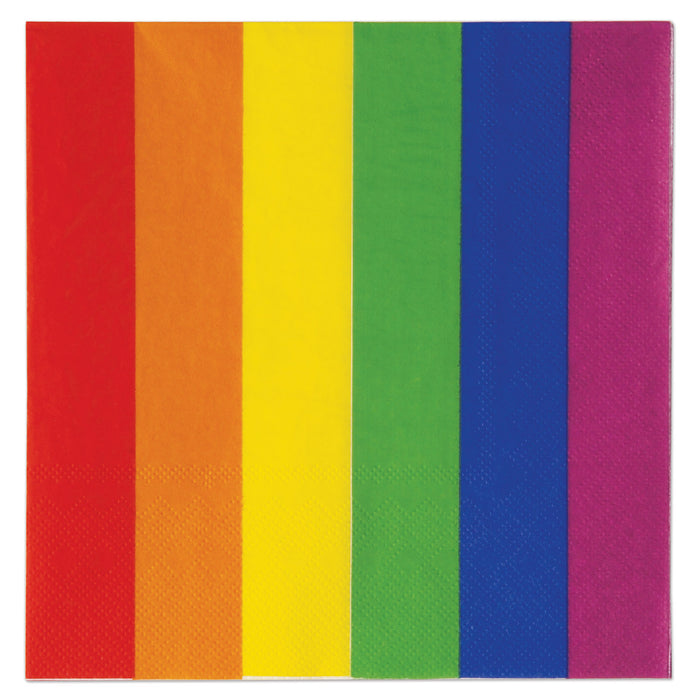 A rainbow square luncheon napkin. Comes in a pack of 16.