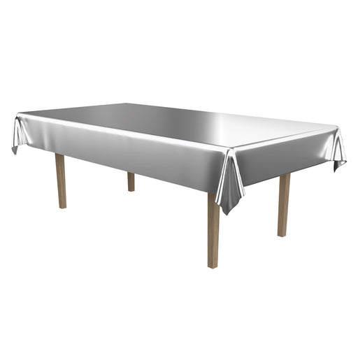 Silver Metallic Rectangular Tablecover | 1ct