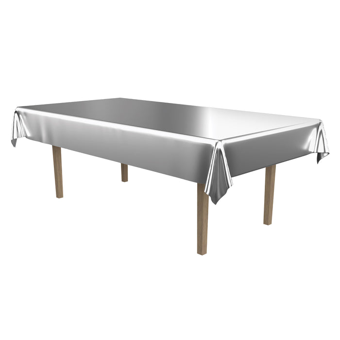 A metallic rectangular table cover. Sold as a single piece.