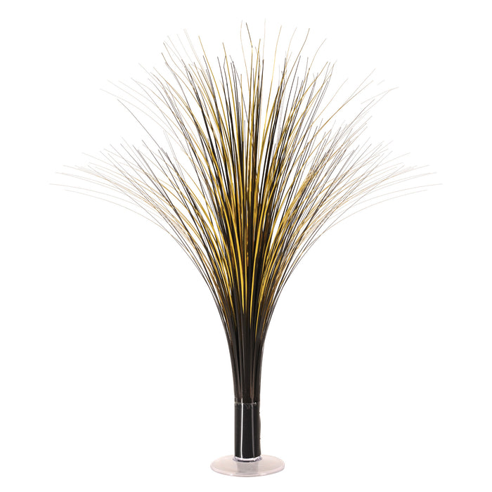 A metallic 3-D table centerpiece featuring a spray design. Sold as a single piece.
