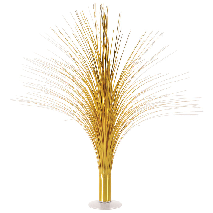 A metallic 3-D table centerpiece featuring a spray design. Sold as a single piece.