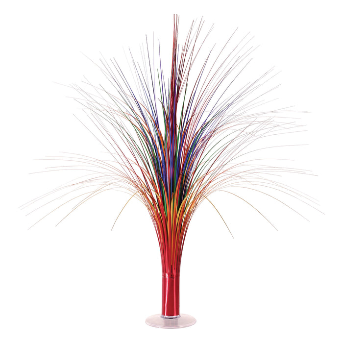A metallic 3-D table centerpiece featuring a spray design. Sold as a single piece.