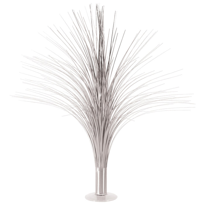 A metallic 3-D table centerpiece featuring a spray design. Sold as a single piece.