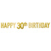 A foil coiled hanging streamer featuring a happy 30th birthday design. Sold as a single piece.