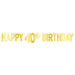 A foil coiled hanging streamer featuring a happy 40th birthday design. Sold as a single piece.