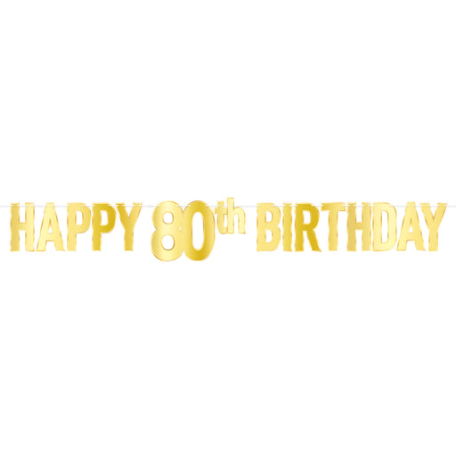 Foil "Happy 80th Birthday" Banner | 1ct