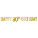 A foil coiled hanging streamer featuring a happy 90th birthday design. Sold as a single piece.