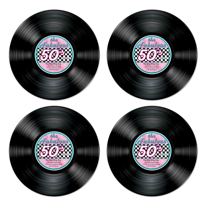 A set of flat die-cut cutouts featuring a record design. Comes in a pack of 4.