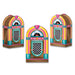 A set of paper favor boxes featuring a jukebox design. Comes in a pack of 3.