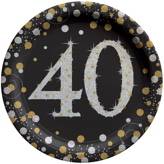 Sparkling Celebration "40" Round Plates, 7" | 8 ct