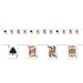A pennant banner of triangular flags printed with a playing card design. Sold as a single piece.