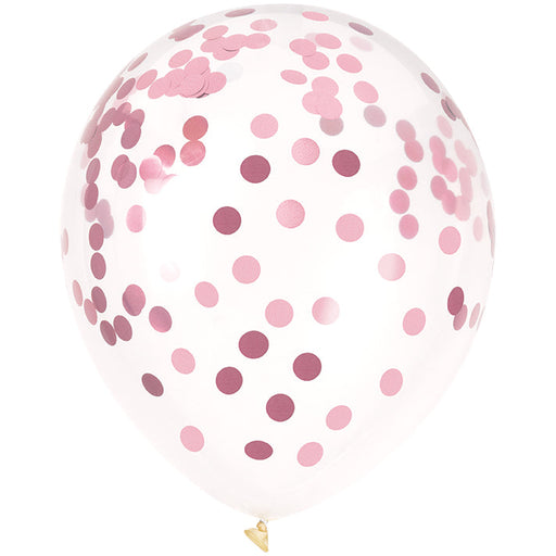 Clear Latex W/ Light Pink Confetti Balloon Pack 12in | 6ct