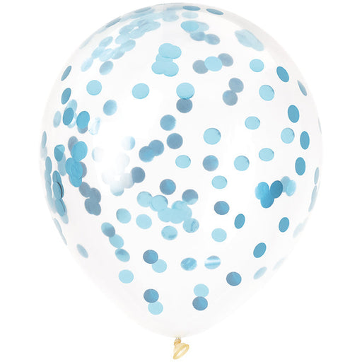 Clear Blue Confetti Latex Balloon Pack 12in | 6ct