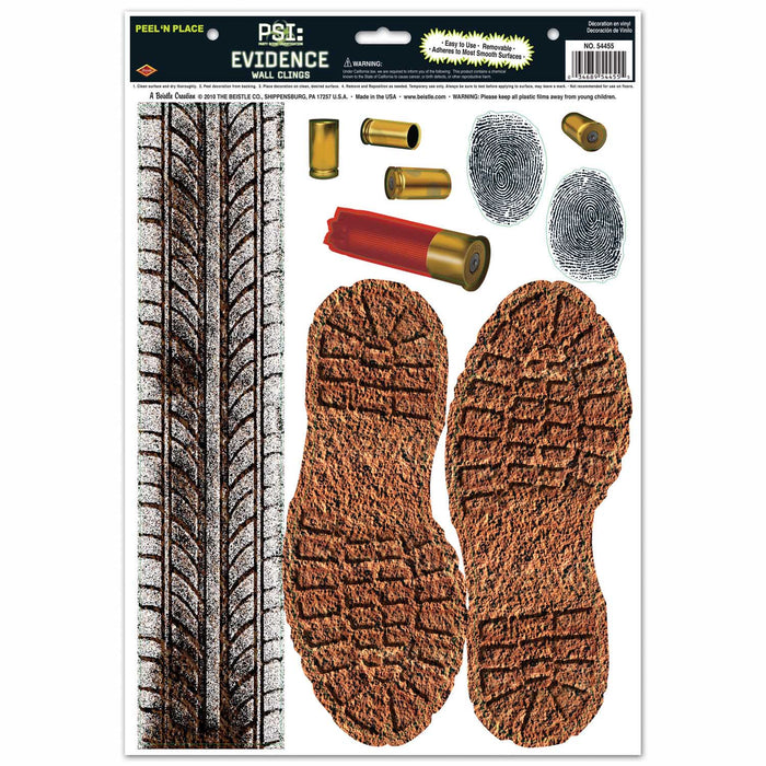 A party decoration featuring a psi evidence peel ' place design. Comes in a pack of 10.