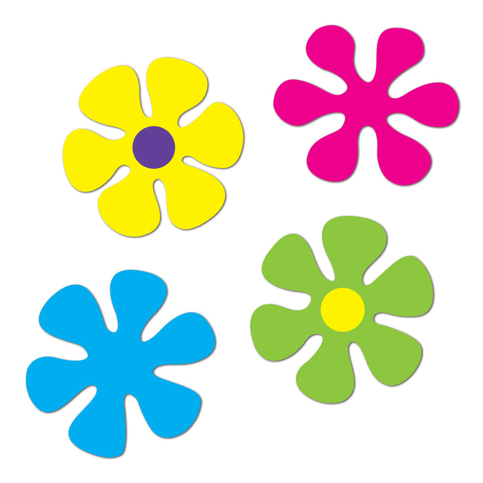 A set of flat die-cut cutouts featuring a retro flower design. Comes in a pack of 4.