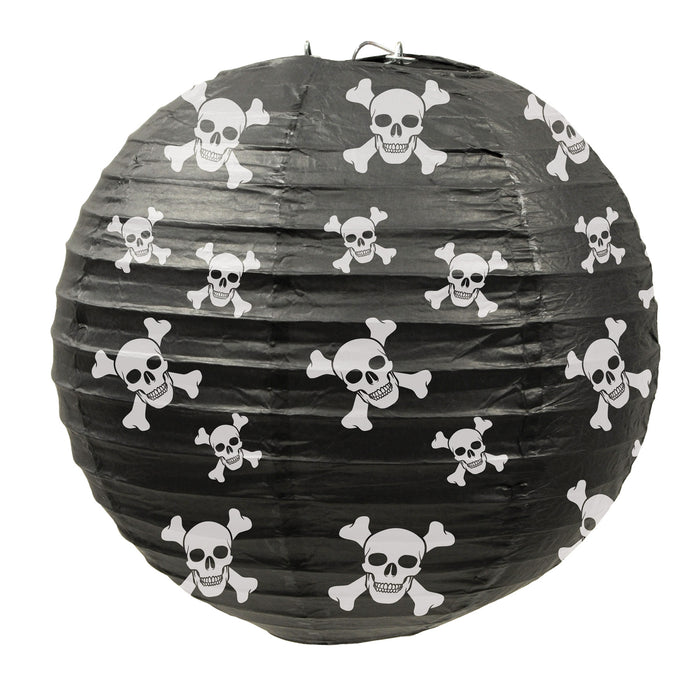 A hanging paper lantern featuring a pirate design. Comes in a pack of 3.