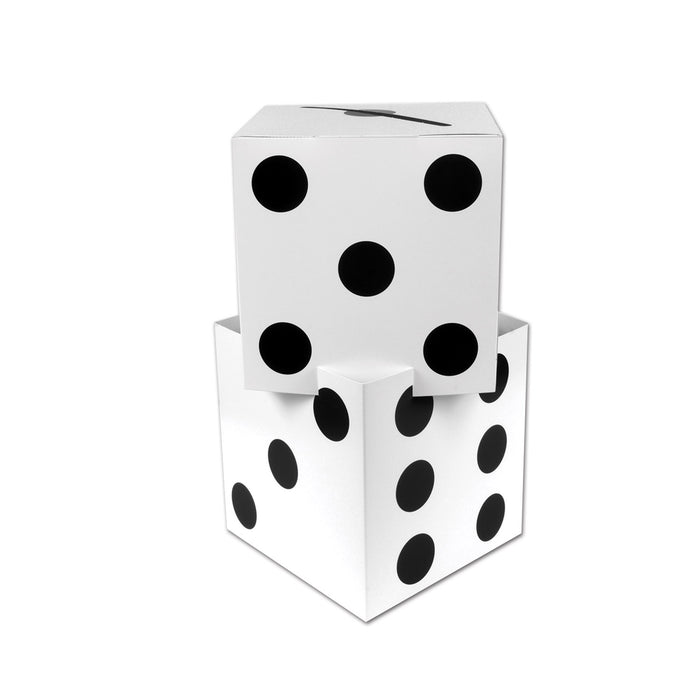 A 3-D table centerpiece featuring a dice stacking design. Comes in a pack of 2.