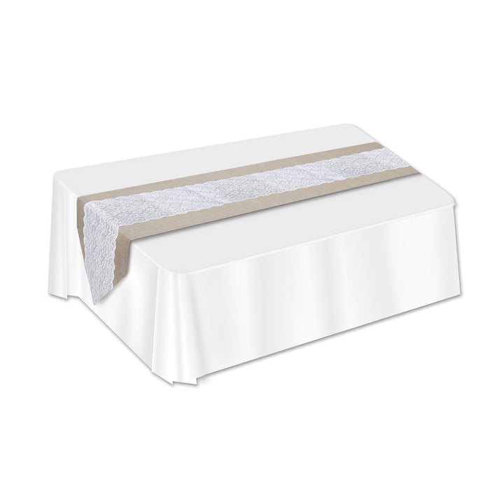 A burlap table runner. Sold as a single piece.