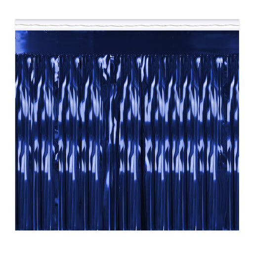 1-Ply Metallic Table Skirting - Blue | 1ct