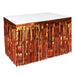 A metallic party decoration featuring a table skirting design. Sold as a single piece.