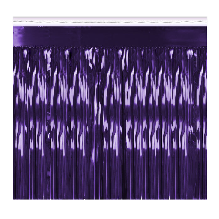 A metallic party decoration featuring a table skirting design. Sold as a single piece.
