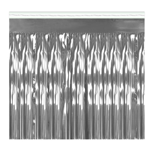 Pkgd 1-Ply Metallic Table Skirting - Silver | 1ct