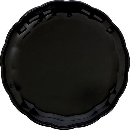 A black 12-inch Plastic Scalloped Platter.