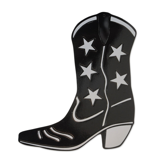 A foil flat die-cut silhouette featuring a cowboy boot design. Sold as a single piece.