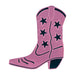 A foil flat die-cut silhouette featuring a cowboy boot design. Sold as a single piece.