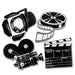 A set of flat die-cut cutouts featuring a movie design. Comes in a pack of 4.