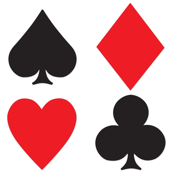 A set of flat die-cut cutouts featuring a card suit design. Comes in a pack of 4.