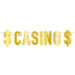 A foil coiled hanging streamer featuring a casino design. Sold as a single piece.
